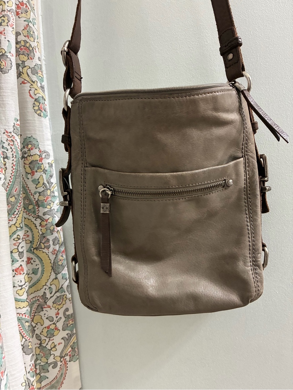 The Sak Taupe Leather Crossbody Bag
